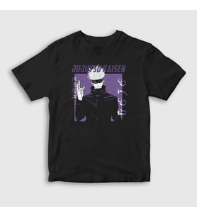 Presmono Unisex Çocuk Siyah Gojo Anime Jujutsu Kaisen T-Shirt 130547tt