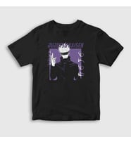 Presmono Unisex Çocuk Siyah Gojo Anime Jujutsu Kaisen T-Shirt 130547tt