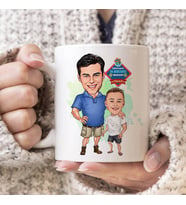 Cool Baba ve Oğlu Karikatürlü Kupa Bardak