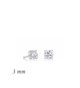 Gümüş Yuvarlak Tek Taş Zirkon Küpe - 3 mm