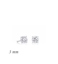 Gümüş Yuvarlak Tek Taş Zirkon Küpe - 3 mm