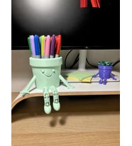 3D Baskı Hareketli Gülen Kalemlik - Eklemli Masaüstü Organizer - Mint