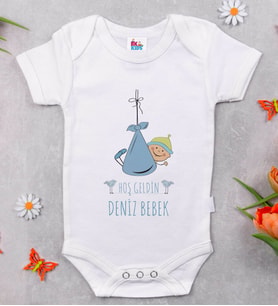 BK Kids İsimli Hoş Geldin Bebek Tasarımlı Beyaz Bebek Body Zıbın-9