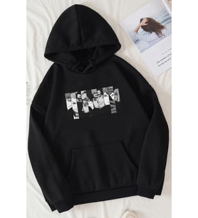 Unisex Naruto Baskılı Sweatshirt (Siyah)