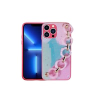 Apple iPhone 12 Pro Uyumlu Kılıf Simli Desenli El Askılı Tutacaklı Zore Elsa Silikon Kapak (K.Pembe)
