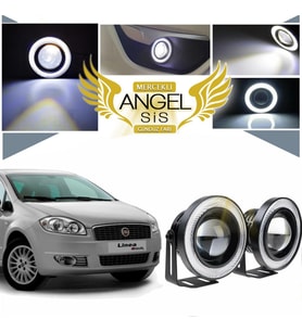 Fiat Linea Uyumlu, Universal Mercekli Led Angel Sis Farı, 76mm Beyaz Renk
