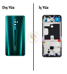 Oppo KASA Reno Z2 Kasa Yeşil Reno Z2 Kasa Yeşil Arka Kapak Arka Cam Batarya Kapağı Lazer Kesim Kapak Pil Kapağı Back Cover