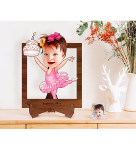 BK Gift Kişiye Özel Bebek Doğum Günü Karikatürlü Ahşap Standlı 3D Biblo-3 (Beyaz)