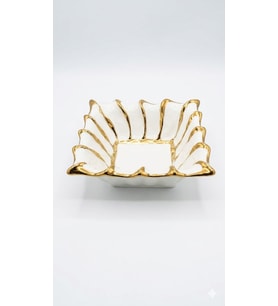 20 CM KARE KASE BEYAZ-GOLD
