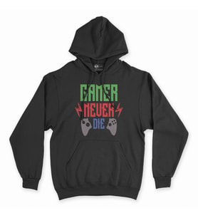 Kırmızı Gamer Never Die Siyah Kapşonlu Sweatshirt Hoddie