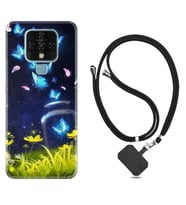 Tecno Camon 16 18P Pova Kılıf Boyun Askılı Silikon Neon Butterflys 1309