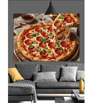 Bütün Peynirli Büyük Pizza Dilimleri Dekoratif Kanvas - Mdf Ahşap Tablo