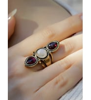 Doğal Taş Aytaşı Garnet (Lal) Damla Doğal Taşlı Kadın Ayarlanabilir Yüzük euy50ag (Mor)
