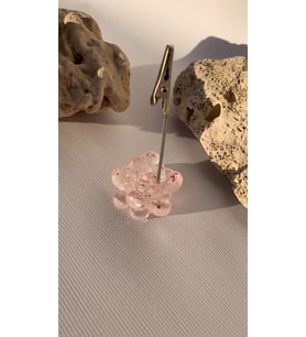 Şeffaf Epoksi Pembe Renkli Glitterli Sukulent Şekil Kağıt Tutacağı Notluk Epoksi El Yapımı Hediyelik