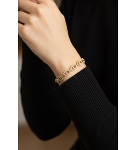 Gümüş Bileklik Yuvarlak Kadın Zincir 925 Ayar (Gold)