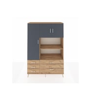 Hyperion Dolap 7 Raflı 5 Çekmeceli 3 Kapaklı 132x44x195 Çam-Antrasit/Çam