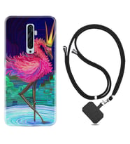Oppo Reno 2Z 4 Lite 4 Pro 5 6 7 A31 Kılıf Boyun Askılı Silikon Queen Flamingo 1748