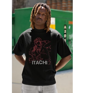 Itachi Uchiha Baskılı Unisex Oversize Naruto Anime Karakterler Tişört