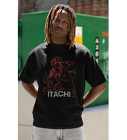 Itachi Uchiha Baskılı Unisex Oversize Naruto Anime Karakterler Tişört
