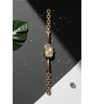 Oval Kasalı Bileklik Dahili Vintage Gold Kadın Kol Saati