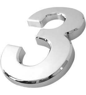 Yapışkanlı Kapı Numarası Küçük Boy 50 mm 5 cm Numara 3 Rakam Üç Sayısı Krom Renk Numaralar 1 Adet