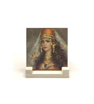 Osmanlı Kadın Çizimi Baskılı Taş Masaüstlük 10X10