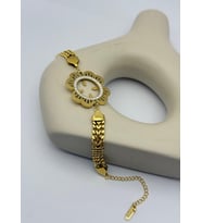 Çelik Gold Taşlı Tasarım Çeyreklik Bileklik - 26blk16