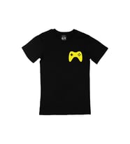 Sarı Joystick Cep Logo Tasarımlı Siyah Tişört