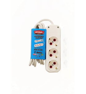 Amiral 3' Lü Topraklı 2 Metre Kablolu Grup Priz