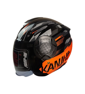 Motosiklet Yarım Kask Double Güneş Vizörlü Ece Sertifikalı Abs Material Motor Kaskı Orange Arrow
