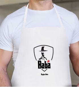 BK Gift Kişiye Özel Godfather Baba Tasarımlı Beyaz Mutfak Önlüğü-15