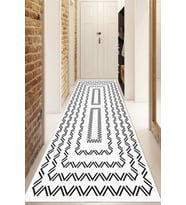 Dijital Baskılı Kaymaz Taban Yıkanabilir Modern Yolluk Ve Koridor Halısı NDU-hy-1038 (Beyaz)