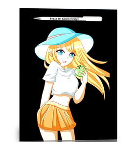 Siyah Sayfalı Defter A4-A5 Anime (60 Sayfa) Beyaz Kalem Hediyeli