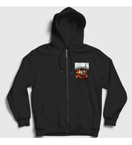Presmono Unisex Siyah Merlin Dizi Fermuarlı Kapüşonlu Sweatshirt 428550tt