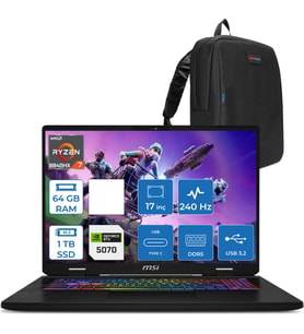 Msı Crosshair A17 Hx Amd Ryzen 7 8840HX 64GB Ddr5 1tb SSD 8GB/RTX5070/115W 16” Qhd+ (2560X1600) 240Hz IPS Windows 11 Pro Taşınabilir Bilgisayar D8WGKGP22 + Zettaçanta