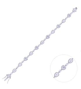 Nusnus Gümüş Kadın Bileklik (ZRK 2160) Su Yolu Taşlı Kalpli Model 10.7 gr