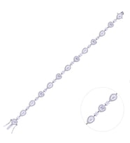Nusnus Gümüş Kadın Bileklik (ZRK 2160) Su Yolu Taşlı Kalpli Model 10.7 gr