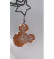 Turuncu Renkli Gümüş Glitterli Mickey Mouse Anahtarlık Handmade İçeriği El Yapımı Epoksi Hediyelik