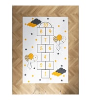 MEKTA HOME BEBEK VE ÇOCUK ODASI Üç Balonlu Seksek Desenli Halı