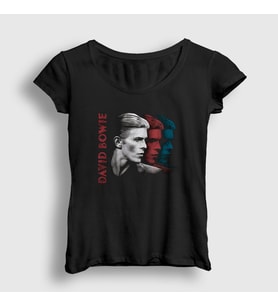 Presmono Kadın Siyah Colorful David Bowie T-Shirt 301782tt