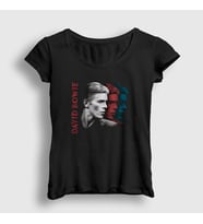 Presmono Kadın Siyah Colorful David Bowie T-Shirt 301782tt