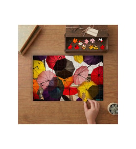 Asılı Renkli Şemsiyeler Tasarımı 240 parça Ahşap Puzzle Ahşap Kutuda MP02920