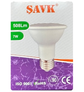 (1 Adet) Şavk 7W 6500K (Beyaz Işık) Par20 E27 Duylu (Kalın Duy) Led Spot Ampul