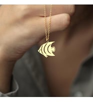 Kişiye Özel 925 Ayar Gümüş Tasarım Minimal Balık Kolye (Gold)