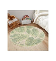 Eliana Home Baskılı, Yıkanabilir Kaymaz Taban Yuvarlak Halı LNA7163 120x120 cm (Yeşil)