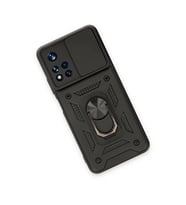 Xiaomi Poco M4 Pro 5g Kılıf Pars Lens Yüzüklü Silikon - Siyah