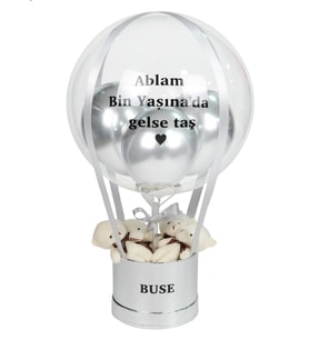 Kişiye Özel Doğum Günü Hediyesi Gümüş Balon Kutusu