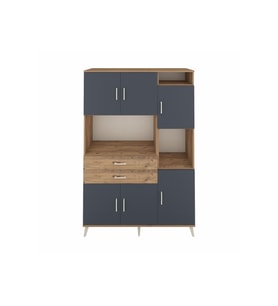 Hyperion Dolap 9 Raflı 2 Çekmeceli 6 Kapaklı 132x44x195 Çam-Antrasit/Çam