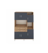 Hyperion Dolap 9 Raflı 2 Çekmeceli 6 Kapaklı 132x44x195 Çam-Antrasit/Çam