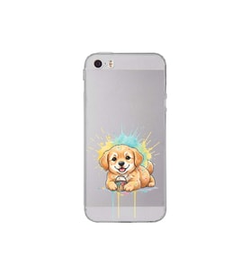 Iphone 5 ile Uyumlu Splash Köpek Tasarımlı Şeffaf Silikon Kılıf